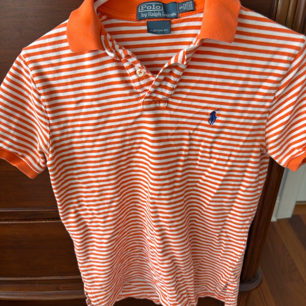 Ralph Lauren Kids Orange and White Striped Polo